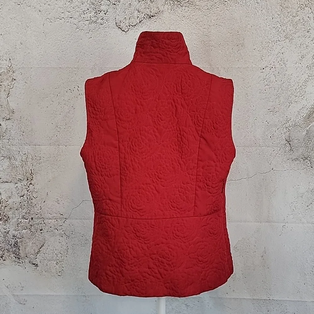 Dressbarn floral quilted vest - red Women's Size S